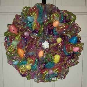 Deco Mesh Easter Egg Wreath